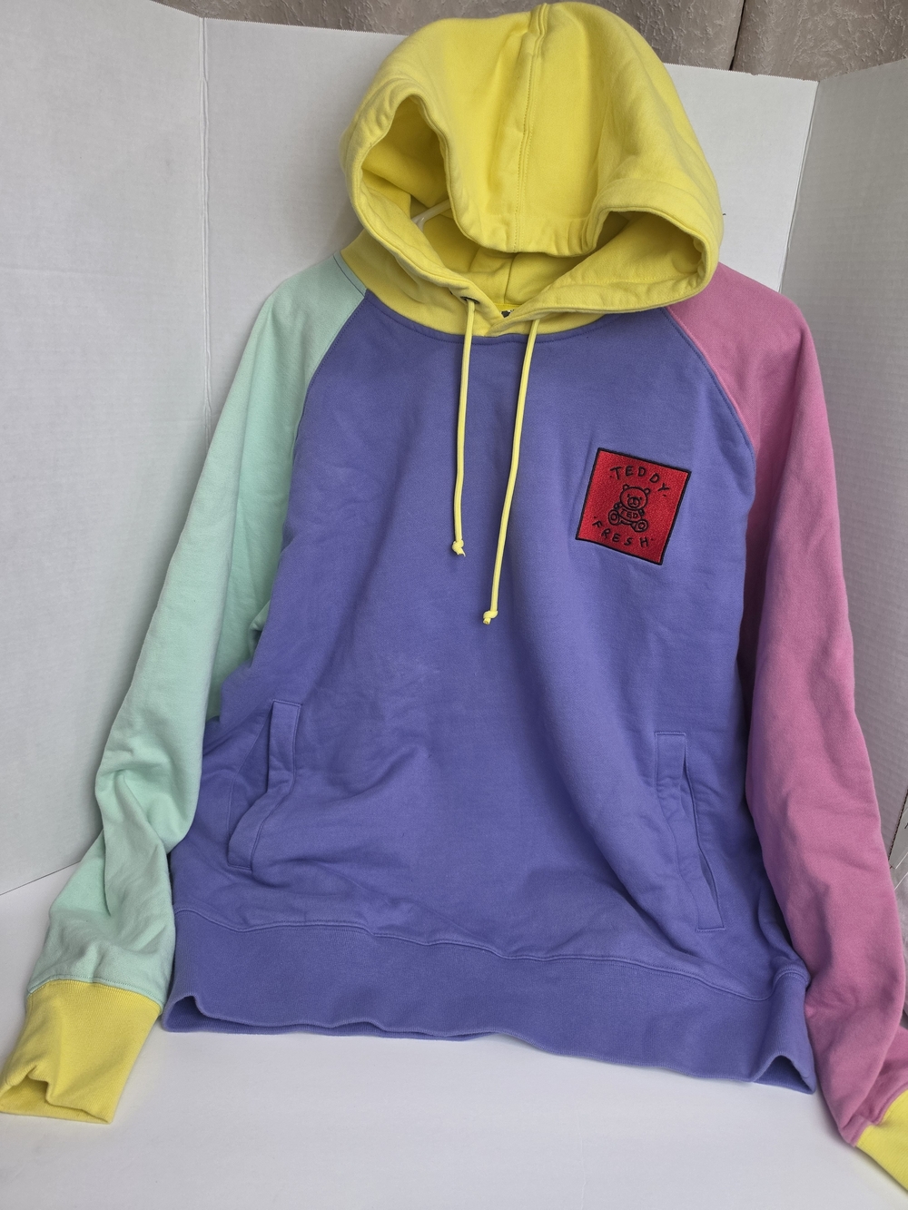 fresh Pastel Colorblock Zip Hoodie - Purple, Yellow, Mint & Pink